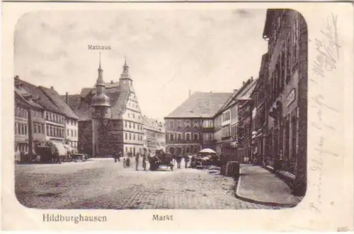 17629 Ak Hildburghausen Markt mit Rathaus 1907