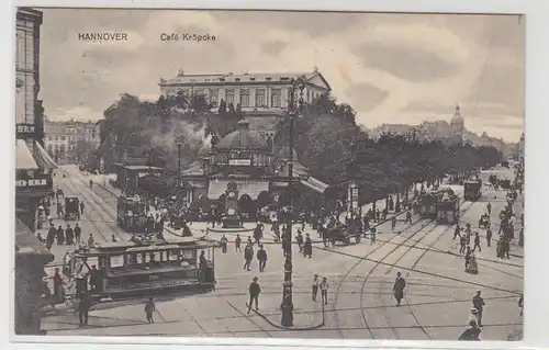 17616 Ak Hannover Café Kröpcke mit Straßenbahnen 1912