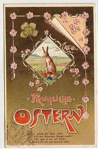 17586 Präge-Ak Fröhliche Ostern mit Hase 1904