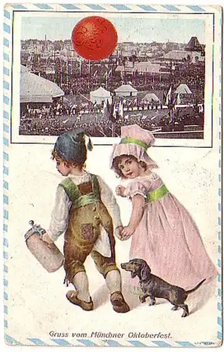 17548 Präge Ak Gruß vom Münchner Oktoberfest 1908