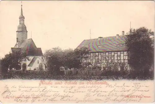 17522 Ak Kirche und Schule zu Neckanitz 1901