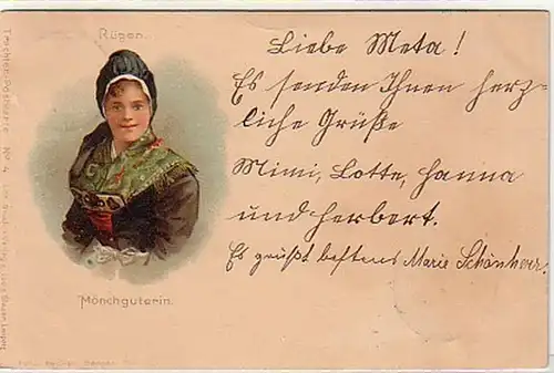 17507 Ak Lithographie Rügen Mönchguterin 1901