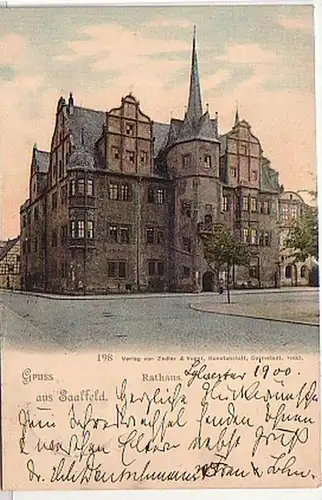 17484 Ak Gruß aus Saalfeld Rathaus 1901