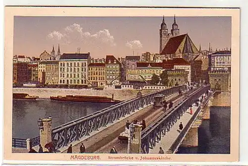17475 Ak Magdeburg Strombrücke & Johanneskirche um 1910