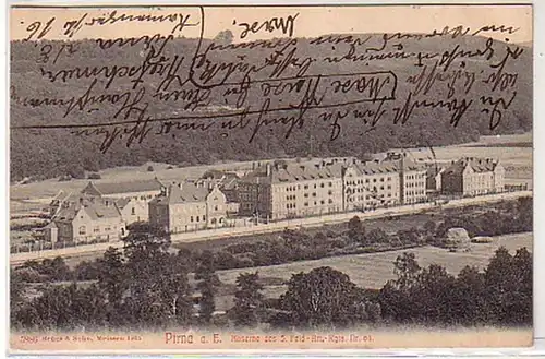 17451 Ak Pirna Kaserne des 5. Feld-Art.-Regts. Nr.64,1909
