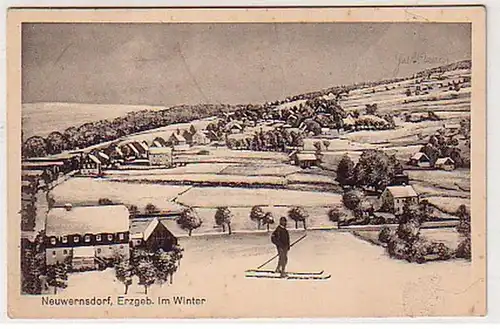 17410 Ak Neuwernsdorf Erzgeb. im Winter um 1920