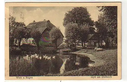 17408 Ak Wiek auf Rügen Idyll am Dorfteich 1930