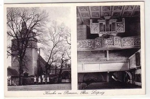17402 Mehrbild Ak Kirche zu Pomsen bei Leipzig um 1930