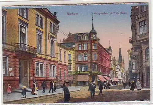 17356 Ak Bochum Bongardstraße mit Rathaus um 1920