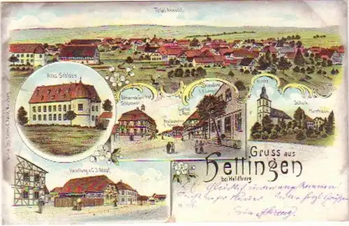 17355 Ak Lithographie Gruss aus Hellingen in Thür. 1901
