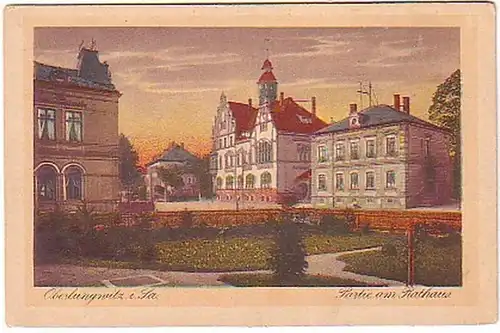 17347 Ak Oberlungwitz Partie am Rathaus um 1920