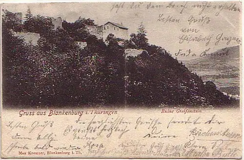 17295 Ak Gruß aus Blankenburg Ruine Greifenstein 1901