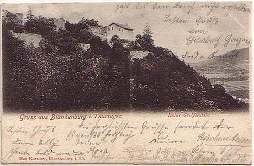 17295 Ak Salutation en Blankenburg Ruine Greifenstein 1901