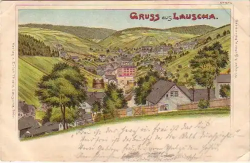 17293 Ak Lithographie Gruss aus Lauscha 1899