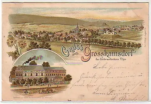 17291 Ak Lithographie Gruss aus Grosskamsdorf 1903