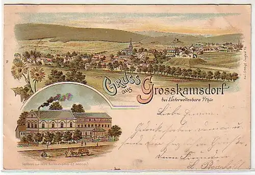 17291 Ak Lithographie Gruss de Grosskamsdorf 1903