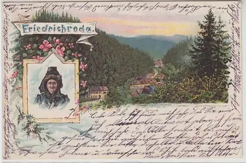 17240 Ak Lithographie Friedrichroda der Grund 1902