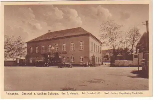 17232 Ak POmssen Gasthof zum weißen Schwan um 1920