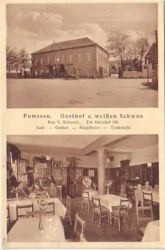 17231 Ak Pomssen Gasthof zum weißen Schwan 1930