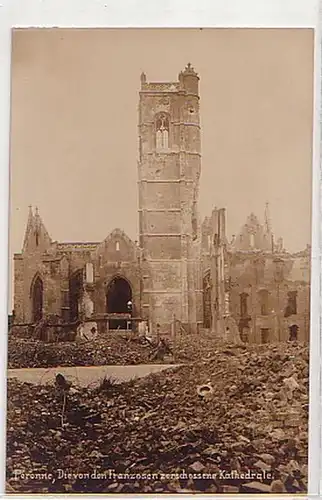 17221 Photo Ak Péronne cathédrale brisée vers 1915