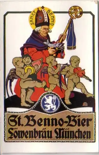 17187 Reklame Ak St. Benno Bier Löwenbräu München 1920