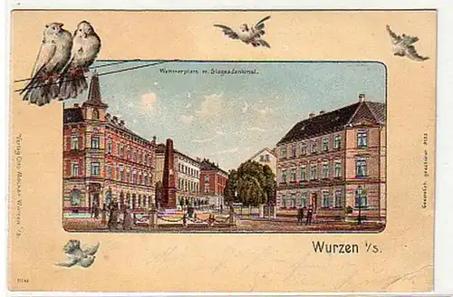 17172 Tauben Ak Wurzen Wettinerplatz 1905