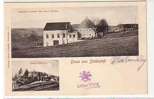 17139 Mehrbild Ak Gruß aus Schönfeld Gasthof um 1900