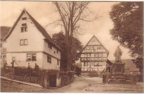 17074 Ak Möhra Lutherdenkmal mit Stammhaus um 1911