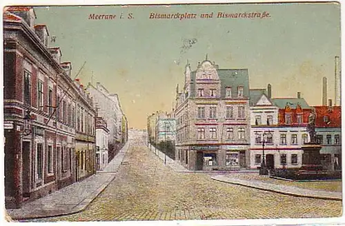 17067 Ak Meerane Bismarckplatz und -straße 1916