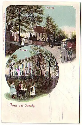 17054 Mehrbild Ak Gruß aus Sornzig Schule & Kirche 1912