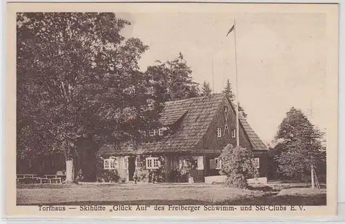 17049 Ak Holzhau i. Erz. Torfhaus "GlückAuf" des Freiberger Schwimm- und Skiclubs