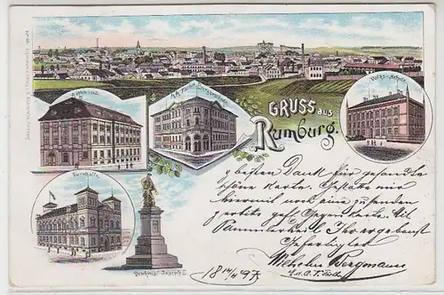 17026 Ak Lithographie Salutation de Rumburg 1897