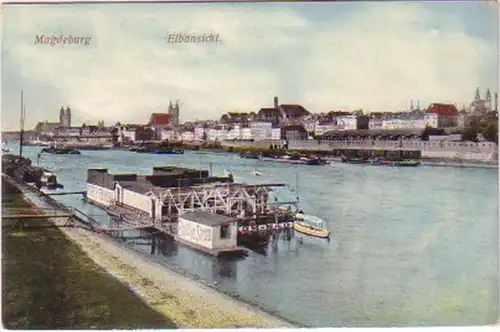 17015 Ak Magdeburg Elbansicht mit Bade im Strom 1912