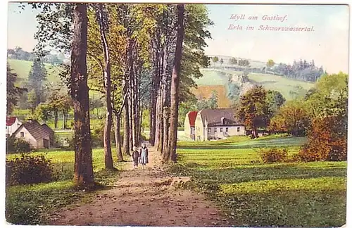 16996 Ak Erla im Schwarzwassertal Idyll am Gasthof 1913
