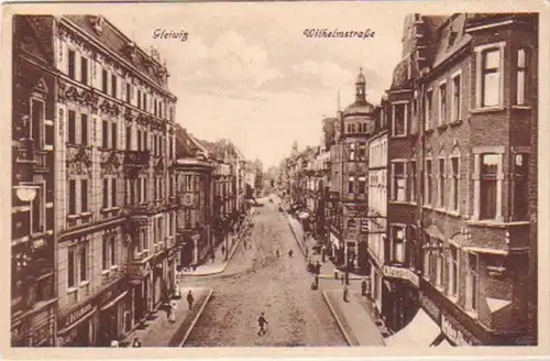 16972 Ak Gleiwitz Wilhelmstraße avec des magasins 1928