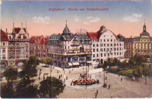 169229 Ak Düsseldorf Partie am Wilhelmsplatz vers 1920