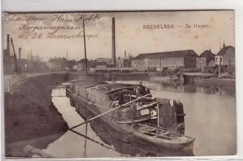 16886 Feldpost-Ak Roeselare Belgien Hafen 1916