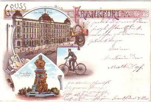 16848 Ak Lithographie Salutation de Francfort sur le Main 1897