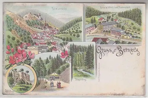 16847 Ak Lithografie Gruss aus Berneck Bube's Hotel usw. um 1900