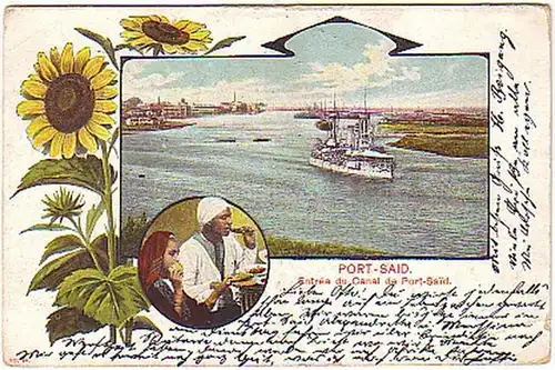 16827 Ak Port Said Eingang zum Suezkanal um 1900