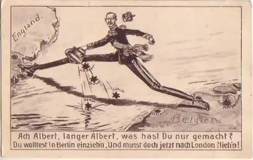 16731 Poste de terrain Ak Caricature Situation militaire 1.guerre mondiale1914
