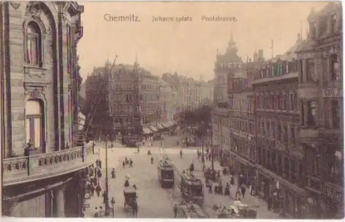 16714 Ak Chemnitz Johannisplatz Poststrasse 1908