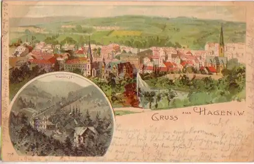 16682 Ak Lithographie Greuss de Hagen in Westf. 1903