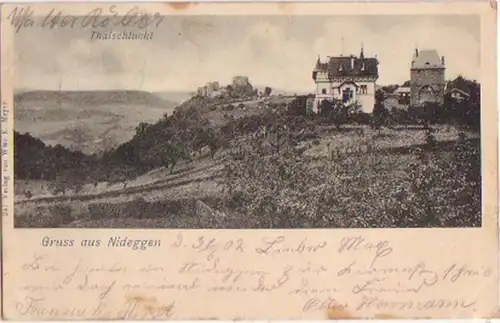 16669 Ak Gruss aus Nideggen Thalschlucht 1902