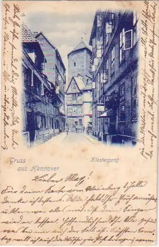 16668 Ak Gruß aus Hannover Klostergang 1902