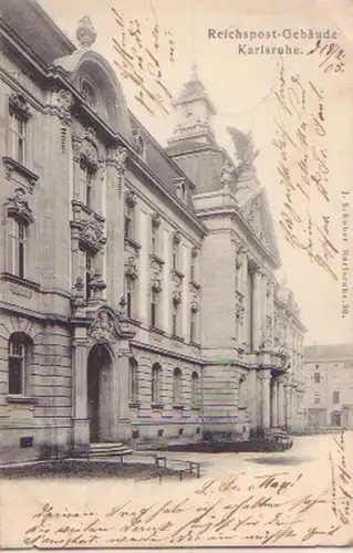 16658 Ak Reichspost Bâtiment Karlsruhe 1905