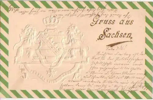 16651 Präge Ak Gruß aus Sachsen Providentiae Memor 1900