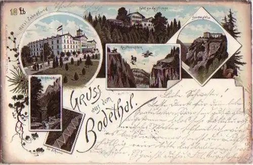 16646 Ak Lithographie Gruß aus dem Bodethal Harz 1898