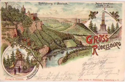 16600 Ak Lithographie Gruss von der Rudelsburg um 1900
