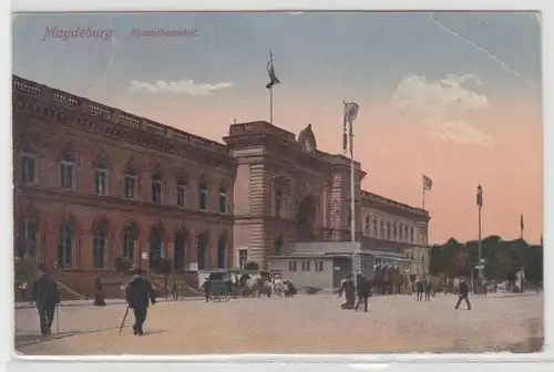 16576 Feldpost Ak Magdeburg Gare centrale 1918